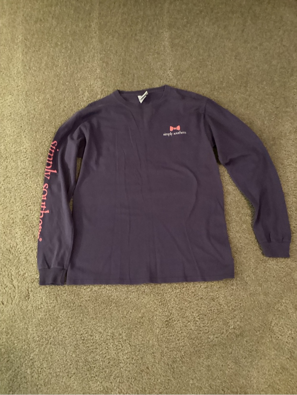 Simply Southern Purple Long Sleeve Tee with Pink Accent